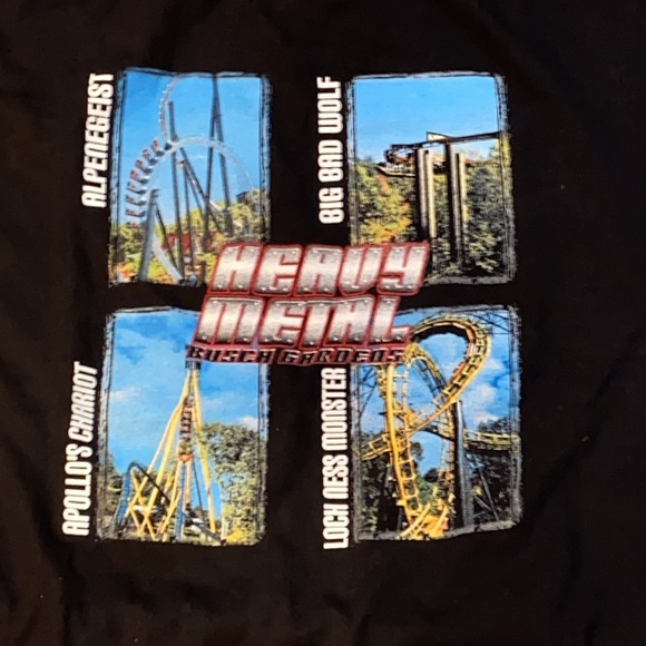 Classic 90s Busch Gardens Heavy Metal lineup of coasters T-shirt. 23x28. XL. - Picture 1 of 13